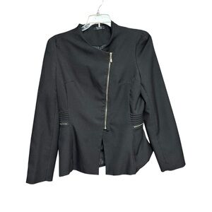 Sorer size medium Black Peplum Blazer with Asymmetrical Zipper